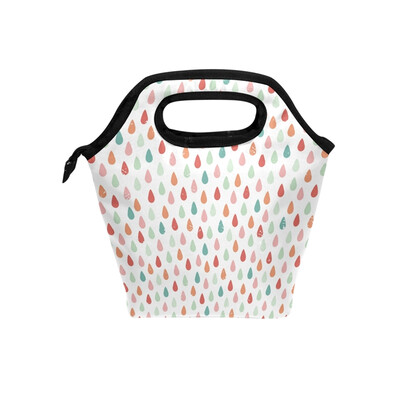 

Lunch Bag Colorful Raindrops Tote Travel Picnic Insulated Handbags Portable Zipper Lunch Bag Box