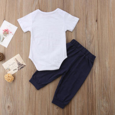 

2PCS Newborn Baby Girl Outfits Clothes Short Sleeve Romper Long Pants Set
