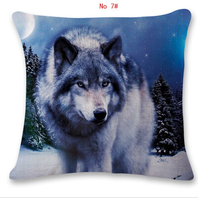 

45cm45cm Animal wolf pattern linen cotton pillow case sofa cushion cover animal design square decorative pillow cover