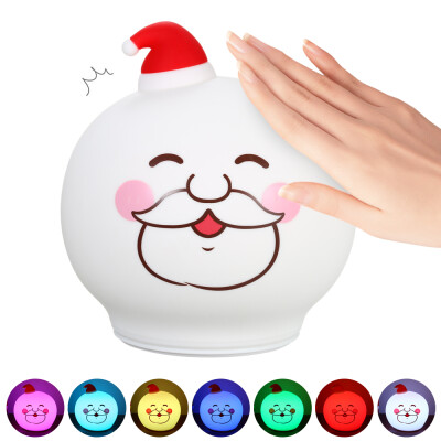 

USB Rechargeable LED Silicone Patting Control Christmas Santa Lamp Changeable RGB Colors Night Light for Baby Nursery Kids Room