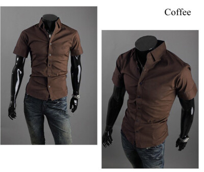 

New 2015 Summer British Shirt Mens Slim Fit Man Short Sleeve Shirts Mens Clothing Slim Casual shirts 17 Coloe 5 Size