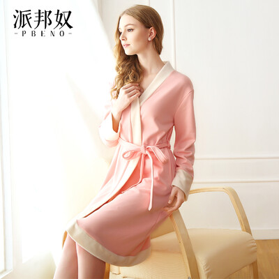 

Pabangu PBENO pajamas women 18 new flannel robe autumn&winter coral fleece bathrobe skirt sexy tie home service 70852100 light pink M