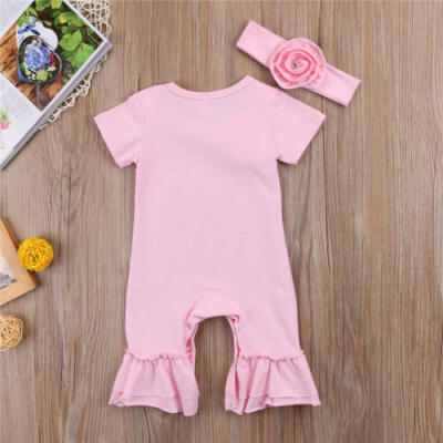 

Newborn Baby Girls Flower Romper Bodysuit Jumpsuit Headband Outfits Clothes Set