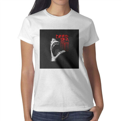 

3D Shark Teeth Girls White tee Shirt Cotton Interesting T-Shirts