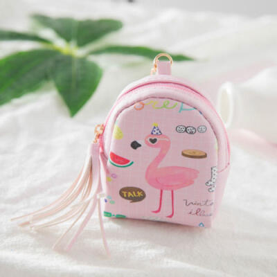 

Cute Women Girl Coin Purse Mini Flamingo PU Zipper Wallet Key Holder Pouch NEW E