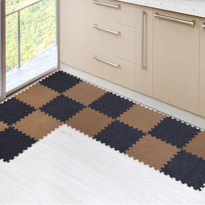 

Rich home FOOJO kitchen&toilet entrance balcony anti-slip block carpet 40 40cm black&gray