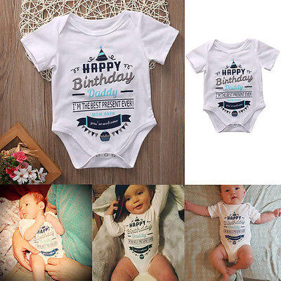 

Newborn Infant Baby Boy Girl Short Sleeve Romper Jumpsuit Birthday Party Clothes