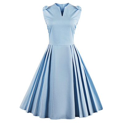 

V Neck Bowknot Pin Up Fit&Flare Work Dress