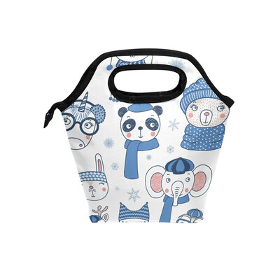 

Cute Animals Lunch Bag Tote Travel Picnic Insulated Handbags Portable Zipper Lunch Bag Box