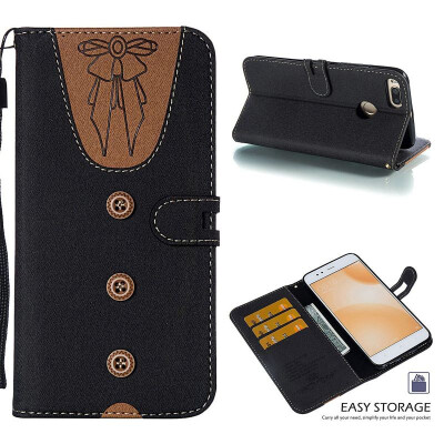 

MOONCASE Millet Mi A1 Mi 5X stitching embossed womens leather case - black