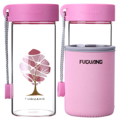 

Jingdong supermarket] rich light colorful with a cup set of men and women portable glass cup 380ml yellow (G1503-380