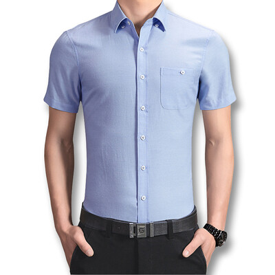

New Arrivals High Quality Men Shirts 2016 Spring Summer Short Sleeve Shirts Men's Solid Dress Casual Shirts 7 Colors M-5XL