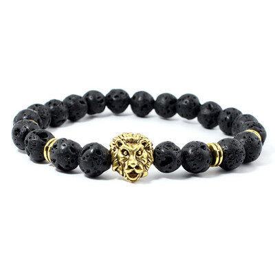

MyMei Natural Stone Bead Buddha Bracelets Silver Buddha and Black Lava Energy Bracelet