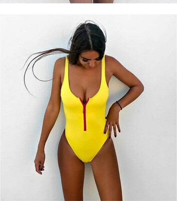 

Summer One Piece Plus Size Swimwear Push Up Zipper Beach Bathing Suits Women One Piece Swimsuits