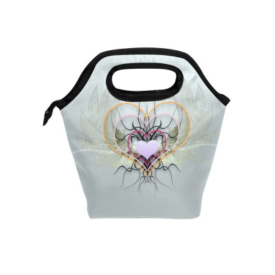 

Lunch Tote Bag Love Wings Travel Picnic Insulated Lunch Handbags Portable Zipper Lunch Bag Box