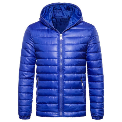 

Mens Fashion Casual Solid Color Hoodied Side Pockets Long Sleeve Padded Down Jacket