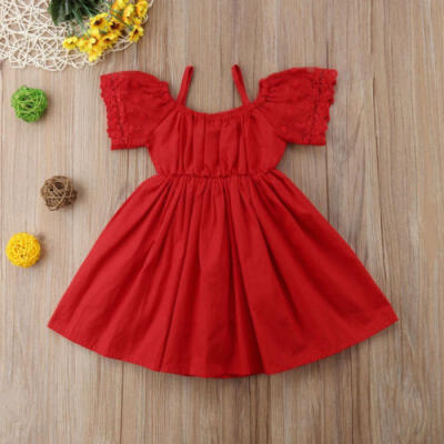 

Baby Kids Girls Summer Off Shoulder Lace Dress Princess Party Tutu Dress Clothes
