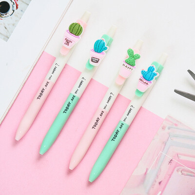 

4pcslot Cute Kawaii Cactus 05mm Gel Ink Pen Black Ink Office School Writing Supplies Stationery