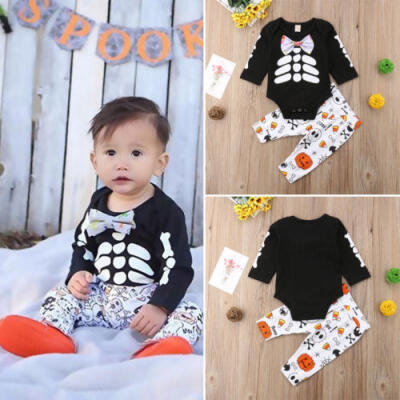 

2Pcs Newborn Baby Boy Girl Halloween Romper TopsLong Pants Outfits Clothes