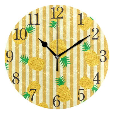 

Wall Clock Arabic Numerals Design Pineapple Stripe Round