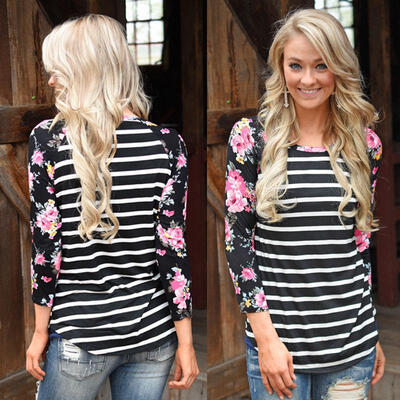 

Womens Long Sleeve Blouse Floral Top Loose T Shirts Tee