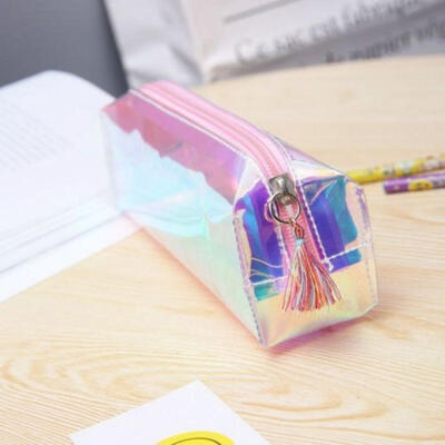 

Women Girls Cute Makeup Pouch Colorful Laser Transparent Stationery Pencil Case