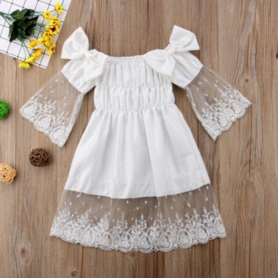 

Flower Girls Dress Lace Solid Party Wedding Bridesmaid Dress Gown Formal Dresses