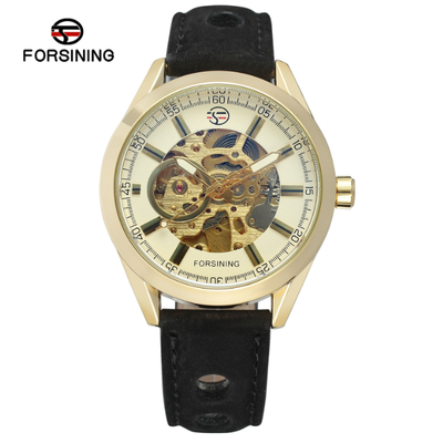 

Forsining Mens Casual Sport Watch Genuine Leather Top Brand Luxury Army Military Automatic Mens Wrist Watch Skeleton Clock