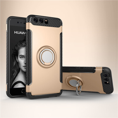 

Fecoprior Back Cover For Huawei P10 Plus Case Car Holder Stand Hard PC Silicon Ring Suction Bracket Celulars