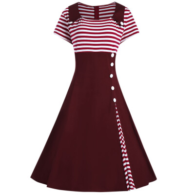 

Striped A Line Plus Size Vintage Dress