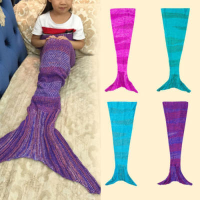 

Crochet Mermaid Tail Blanket Children Cocoon Kid Handmade Lapghan Blankets Quilt