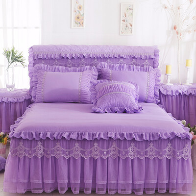 

1 Piece Lace Bed Skirt 2pieces Pillowcases Bedding Set Princess Bedding Bedspreads Sheet Bed For Girl bed Cover KingQueen size