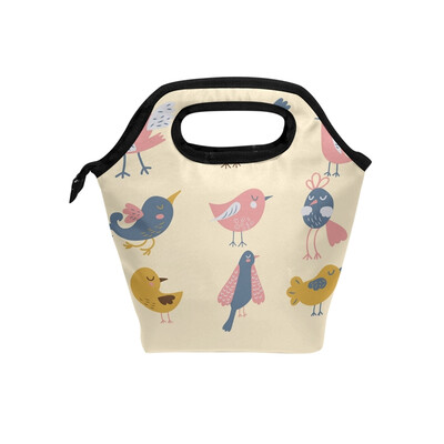 

Lunch Tote Bag Colorful Bird Travel Picnic Insulated Lunch Handbags Portable Zipper Lunch Bag Box