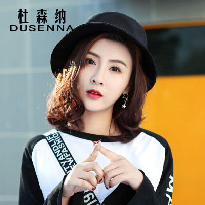 

DUSENNA DUSENNA hat female spring&summer sun hat female sun hat spring&autumn embroidery fisherman hat sun hat autumn&winter mountaineering hat bilateral letter basin cap black red