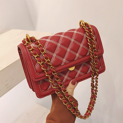 

Shark VISHARK female bag retro classic rhombic chain bag Korean version ins one shoulder messenger bag small square bag JD9001053S1C red