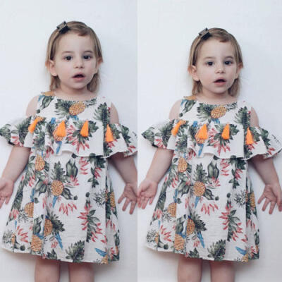 

New Baby Girls Summer Dress Toddler Kids Strapless Casual Summer Dresse Clothes