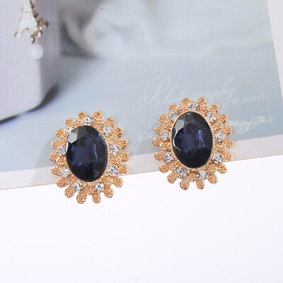 

Blue Zircon Crystal clip earrings for women Rose Gold color fashion Jewelry earring female Brincos ear cuff top quality