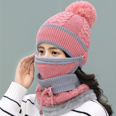 

Winter hat ladys woollen cap with fleece&thick knit cap