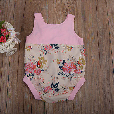 

US Newborn Baby Girls Floral Romper Bodysuit Jumpsuit Outfits Sunsuit Clothes