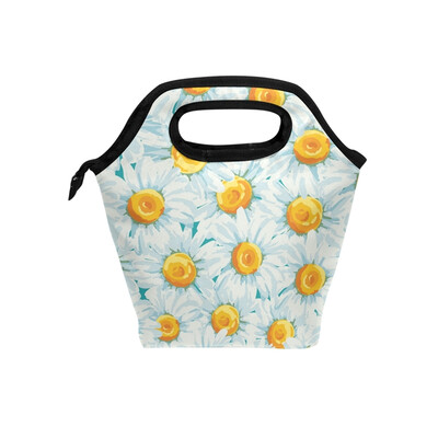 

Lunch Bag Tote Bag White Diasy Travel Picnic Organizer Lunch Holder Handbags Lunch Bag Box for Office