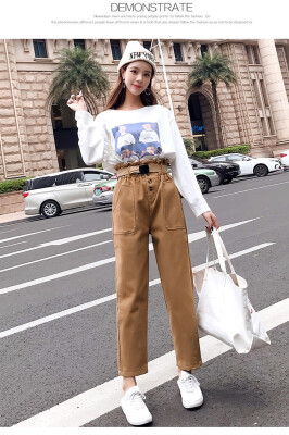 

2018 denim fashion dad pants&velvet jeans casual casual winter radish harem pants for women