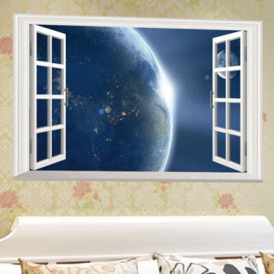 

3D Window View Earth Space Universe Wall Sticker Pvc Art Decal Home Room Decor