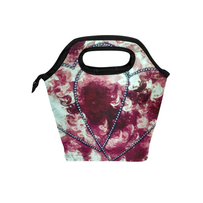

Insulated Lunch Tote Bag Two Love Travel Picnic Lunch Handbags Portable Zipper Lunch Bag Box