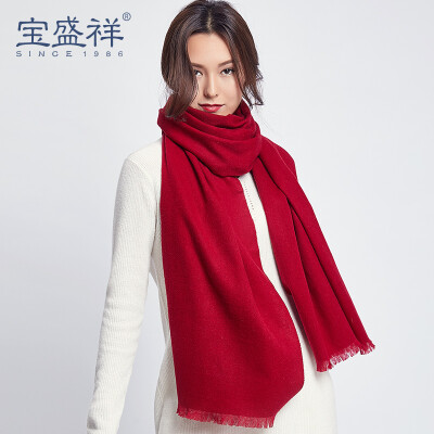 

Bao Shengxiang ladies scarf autumn&winter long section thick Korean version of the wild pure wool scarf female warm shawl collar gift box c8706 wine red