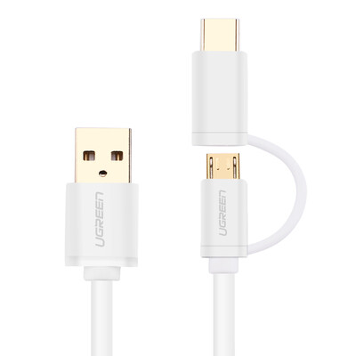 

UGREEN Micro USB Type-C Two-in-One Charging Cable for Huawei P9Xiaomivivooppo 30381 2M White
