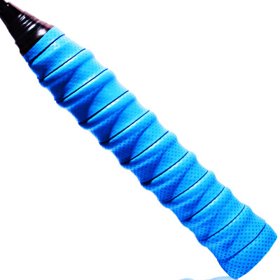 

Liang Jian badminton racket pressure point keel handmade tennis racket sweat banded fish pole handle leather blue 1