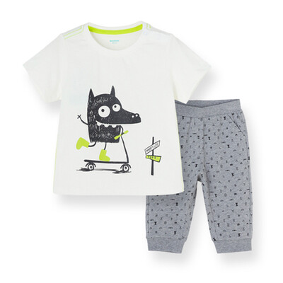 

Balabarra BALABALA boy set male boy summer short sleeve pants two suit 28192151111 light gray 90