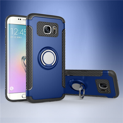 

Fecoprior Back Cover For Samsung Galaxy S7 Edge Case Car Holder Stand Hard PC Silicon Ring Suction Bracket Celulars