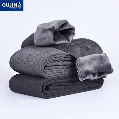 

Ancient&modern mens plus velvet thick warm pants mens autumn&winter thermal underwear middle&old aged pants cotton pants fleece pants pants men 50-black XXL