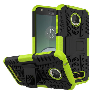 

Fivice Motorola Moto Z Play Case TPU anti-fall tire pattern back clip bracket phone case